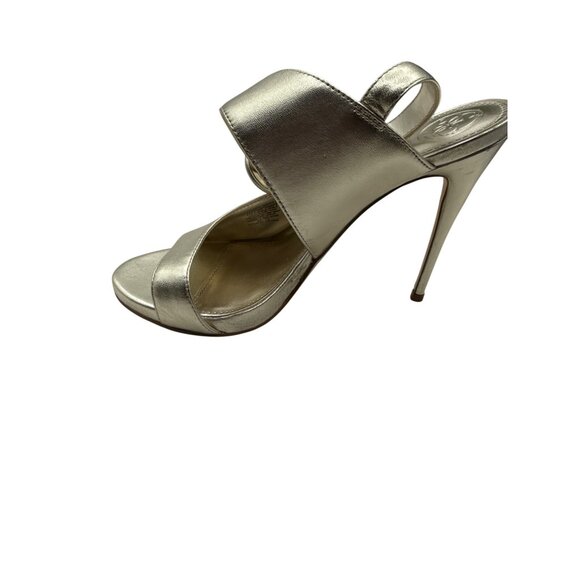 Guess Size  7.5 Gold Stylist Metallic Open-Toe Stiletto Heels Adjustable Straps - Picture 6 of 7
